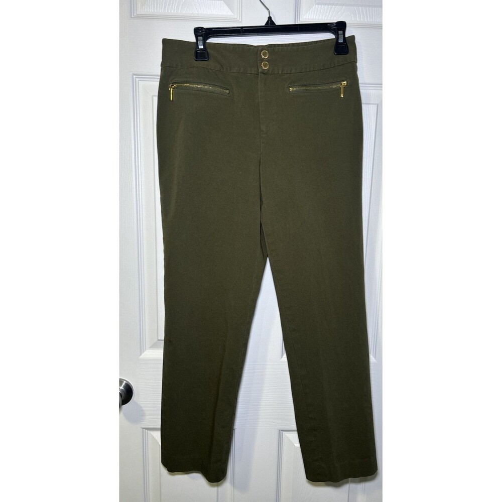 Lauren Ralph Lauren Women’s Skinny Midrise Dress Pants Olive/Gold Size 8 Petite